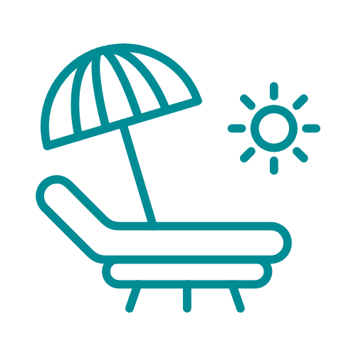 28 sunbeds (16 single, 6 double)